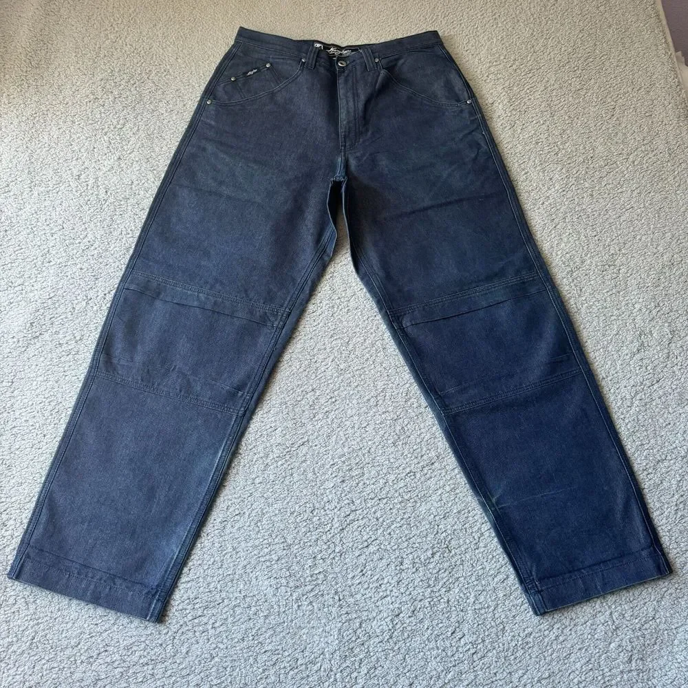 VINTAGE Karl‎ Kani Jeans Mens 36x34 Blue Baggy Straight Denim Pants Hip Hop Y2K
